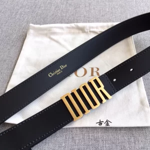 Dior D Fence Black Leather Belt 30MM