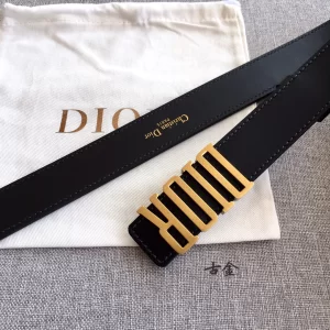 Dior D Fence Black Leather Belt 30MM