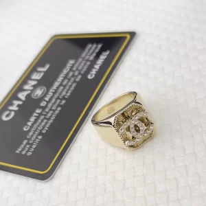 Chanel Crystal CC Gold Rings