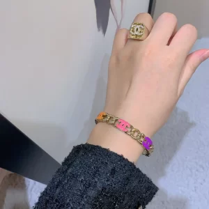 Chanel Crystal CC Gold Rings