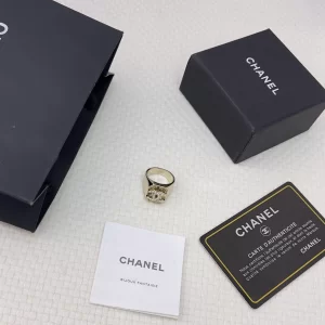 Chanel Crystal CC Gold Rings