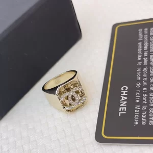 Chanel Crystal CC Gold Rings