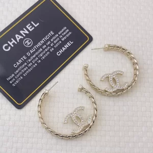 Chanel Cyrstal CC Logo Round Earrings