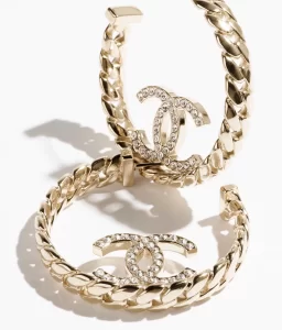 Chanel Cyrstal CC Logo Round Earrings