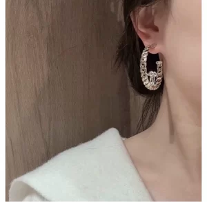 Chanel Cyrstal CC Logo Round Earrings