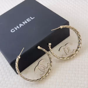 Chanel Cyrstal CC Logo Round Earrings