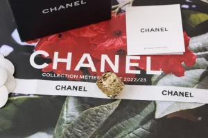 Chanel Crystal CC Gold Metal Rings