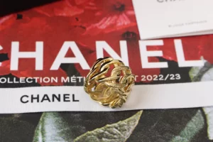 Chanel Crystal CC Gold Metal Rings