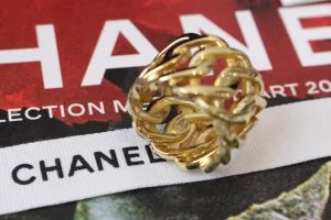 Chanel Crystal CC Gold Metal Rings