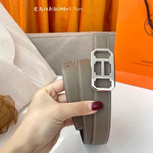 Hermes Grey Leather Belt 25MM