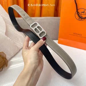 Hermes Grey Leather Belt 25MM