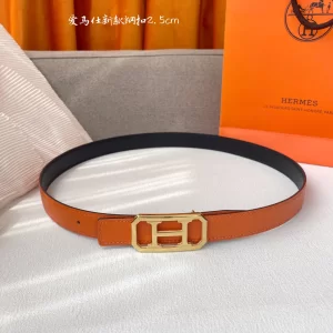 Hermes Orange Leather Belt 25MM
