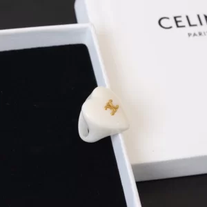 Celine Triomphe White Heart Rings