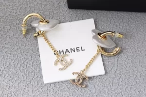 Chanel Crystal CC Heart Earrings
