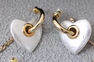 Chanel Crystal CC Heart Earrings
