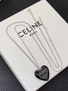 Celine Black Heart Pendant Necklaces