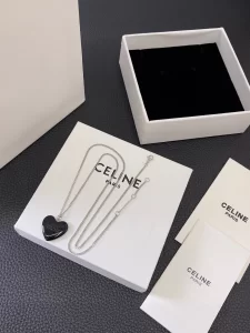 Celine Black Heart Pendant Necklaces