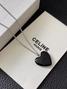 Celine Black Heart Pendant Necklaces