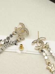 Chanel Crystals CC Logo Long Earrings