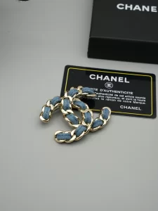 Chanel Denim Blue CC Logo Brooch