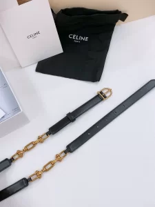 Celine Crecy Buckle Black Leather Belt
