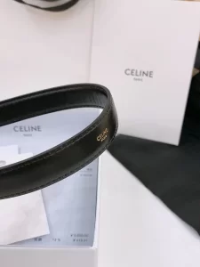 Celine Crecy Buckle Black Leather Belt