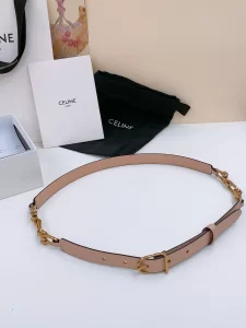 Celine Crecy Buckle Pink Leather Belt