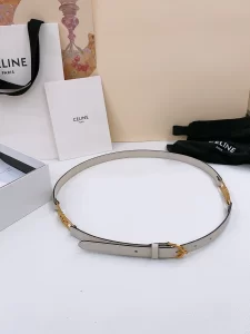 Celine Crecy Buckle White Leather Belt