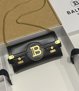 Balmain B Buzz Black Calfskin Pouch Clutch Shoulder Crossbody Bag Balmain B Buzz Black Calfskin Pouch Clutch Shoulder Crossbody Bag
