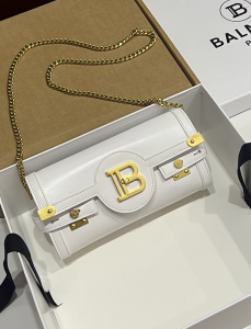 Balmain B Buzz White Calfskin Pouch Clutch Shoulder Crossbody Bag Balmain B Buzz White Calfskin Pouch Clutch Shoulder Crossbody Bag
