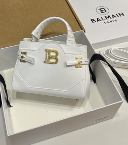 Balmain BBuzz Top Handle Shoulder Crossbody Bag White Smooth Leather Balmain BBuzz Top Handle Shoulder Crossbody Bag White Smooth Leather