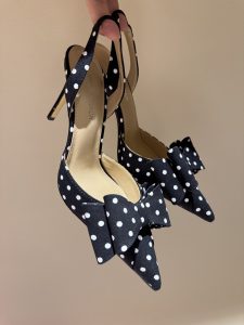 Mach and Mach Le Cadeau Polka Dot Slingback Pumps Black 100MM Mach and Mach Le Cadeau Polka Dot Slingback Pumps Black 100MM