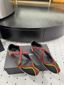 The Attico Floor 01 Mesh Trimmed Suede Ballet Flats Red Black The Attico Floor 01 Mesh Trimmed Suede Ballet Flats Red Black