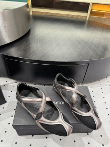 The Attico Floor 01 Mesh Trimmed Suede Ballet Flats Silver Black The Attico Floor 01 Mesh Trimmed Suede Ballet Flats Silver Black