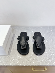 The Row Helena Flip Flop Black Leather Flat Thong Sandals The Row Helena Flip Flop Black Leather Flat Thong Sandals