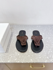 The Row Helena Flip Flop Dark Brown Suede Leather Flat Thong Sandals The Row Helena Flip Flop Dark Brown Suede Leather Flat Thong Sandals