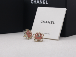 Chanel CC Logo Gold Metal Stud Earrings