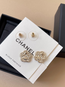 Chanel CC Red Camellia Stud Earrings