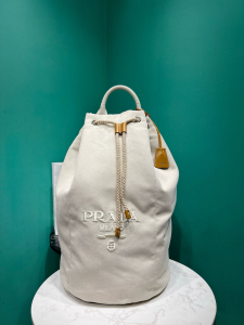 Prada Baltic Off White Canvas Drawstring Duffle Bag Prada Baltic Off White Canvas Drawstring Duffle Bag