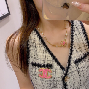 Chanel Pink CC Logo Brooch