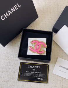 Chanel Pink CC Logo Brooch