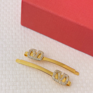 Valentino Set of 2 Embellished Crystals Vlogo Hair Clips Valentino Set of 2 Embellished Crystals Vlogo Hair Clips