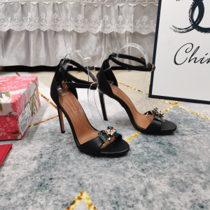 Dolce Gabbana DG Logo Black Leather High Heeled Sandals 110MM Dolce Gabbana DG Logo Black Leather High Heeled Sandals 110MM