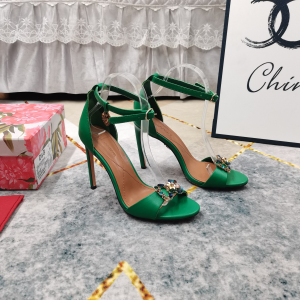 Dolce Gabbana DG Logo Green Leather High Heeled Sandals 110MM Dolce Gabbana DG Logo Green Leather High Heeled Sandals 110MM