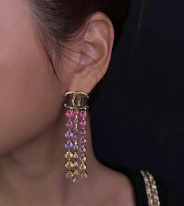 Chanel CC Logo Pendant Earrings