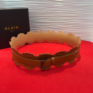 Alaia Bustier Laser Cut Brown Leather Belt 70MM Alaia Bustier Laser Cut Brown Leather Belt 70MM