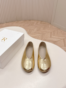 The Row Stella Leather Ballet Flats Gold The Row Stella Leather Ballet Flats Gold