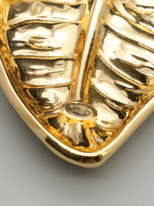 Chanel CC Heart Brooch Black Gold