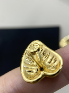 Chanel CC Heart Earring Black Gold