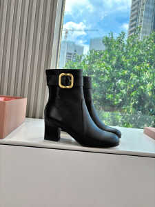 Miu Miu Black Leather Ankle Boots